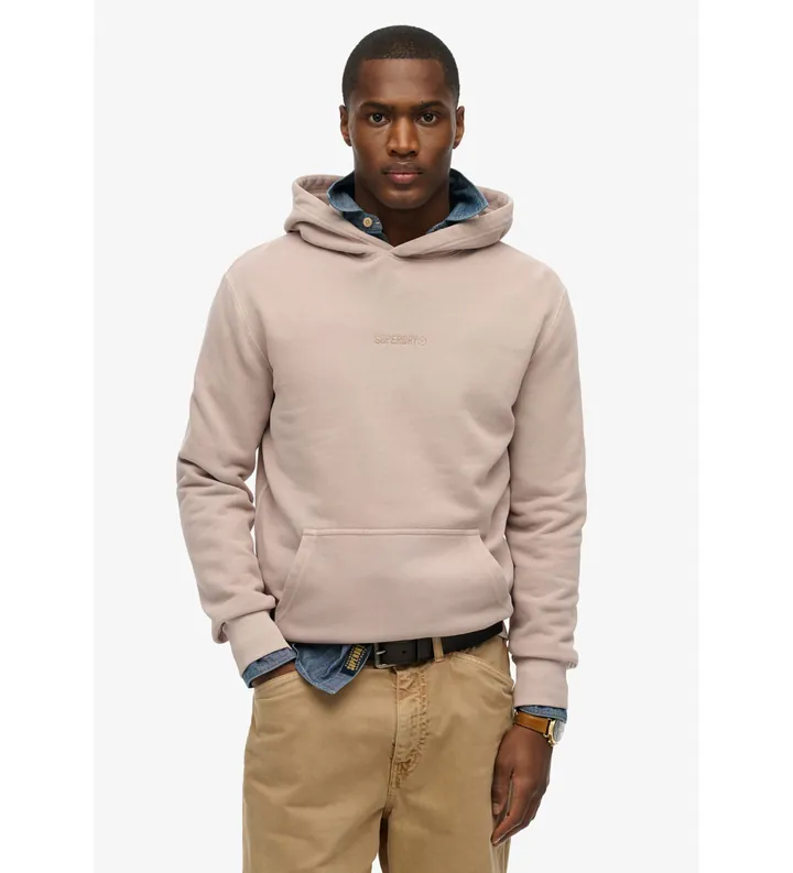 Superdry para hombre. M2014031A Sudadera con capucha y micrologotipo beige (L), Casual, Algodón