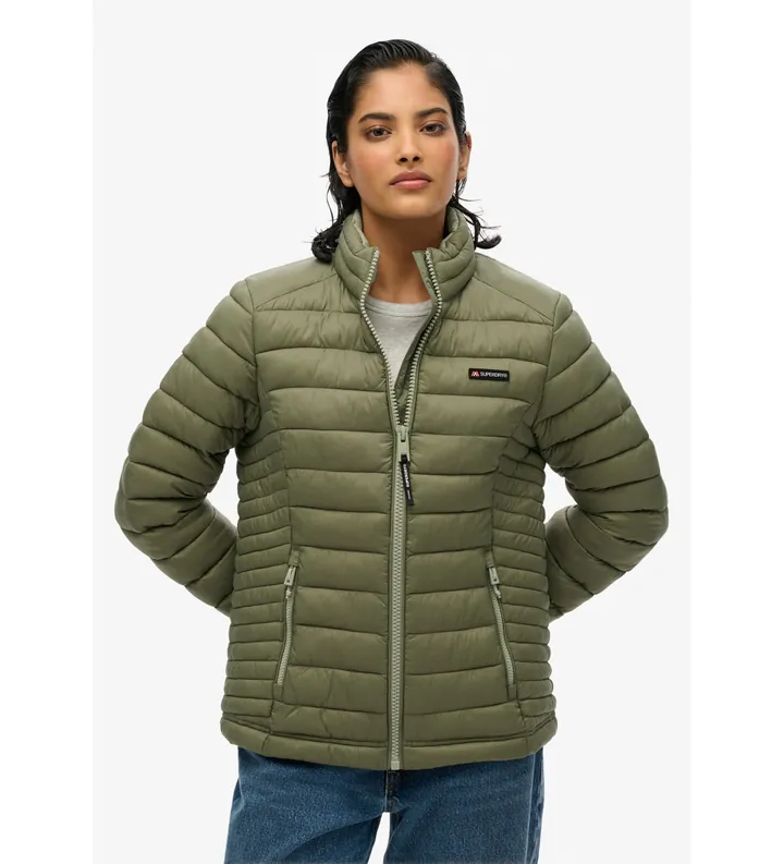 Superdry para mujer. W5011835A Chaqueta Fuji verde (L), Casual, Poliéster