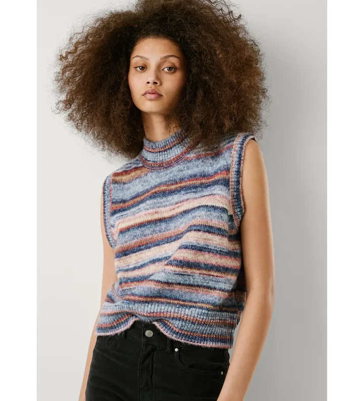 Pepe Jeans para mujer. PL7000009 Chaleco Celeste multicolor (L), Casual, Poliéster, Sin mangas / Tirantes