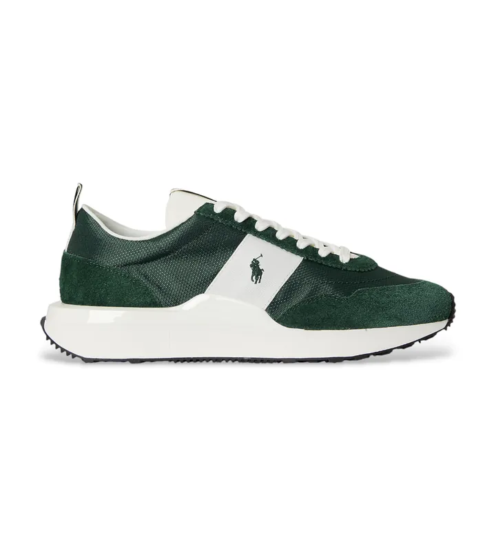 Polo Ralph Lauren para hombre. 809P07284001 Zapatillas de Piel Train 89 verde (40), Plano, Cordones, Casual
