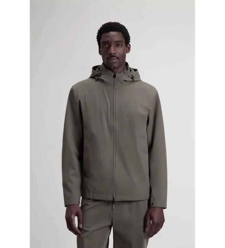 Woolrich para hombre. CFWOOU2130MRUT4018 Chaqueta Pacific de tejido de dos capas gris (L), Casual, Poliéster