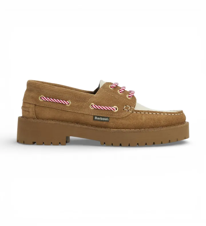Barbour para mujer. LFO0798 Náuticos de Piel Darras beige (37), Marrón, Plano, 1 a 3cm, Cordones, Casual