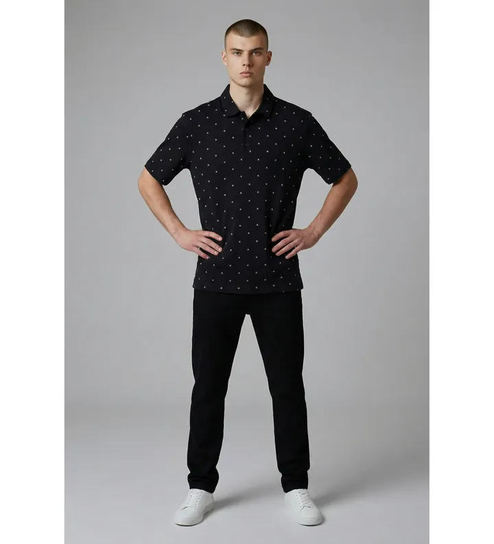 A|X Armani Exchange para hombre. XM000735AF10356FB434 Polo Estampado marino (M), Casual, Algodón, Manga corta