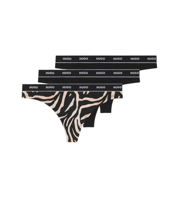 HUGO para mujer. 50545703 Set de tres tangas Design negro (L), Homewear, Algodón