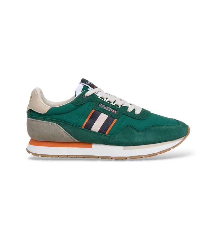 Pepe Jeans para hombre. PMS400025 Zapatillas de Piel Aiden Tape verde (40), Plano, Serraje, Cordones, Casual