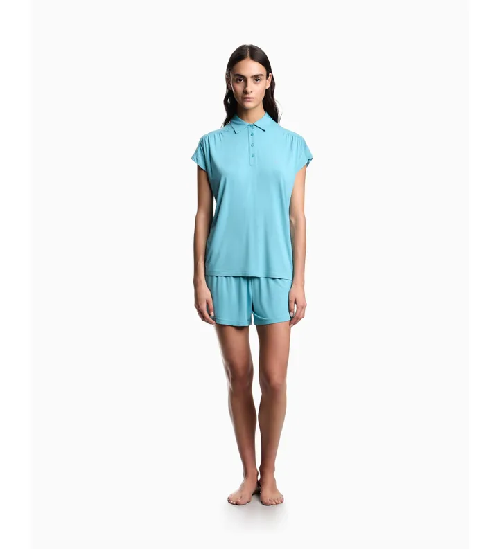 Emporio Armani para mujer. EW002964_AF19024 Pijama Essential Studs azul (L), Homewear, Viscosa, Manga corta, Turquesa