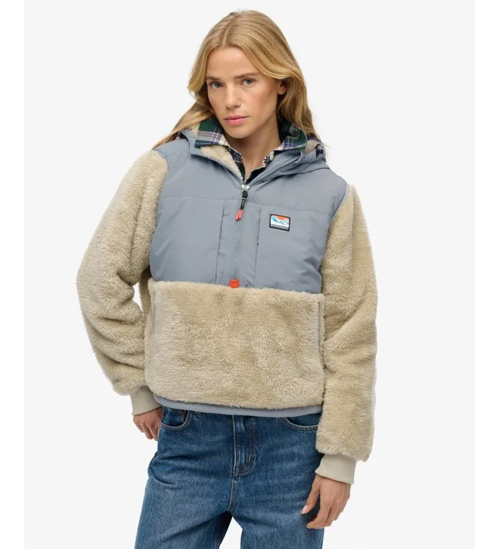 Superdry para mujer. W5012155A Sudadera Super Soft Hybrid beige (L), Casual, Poliéster