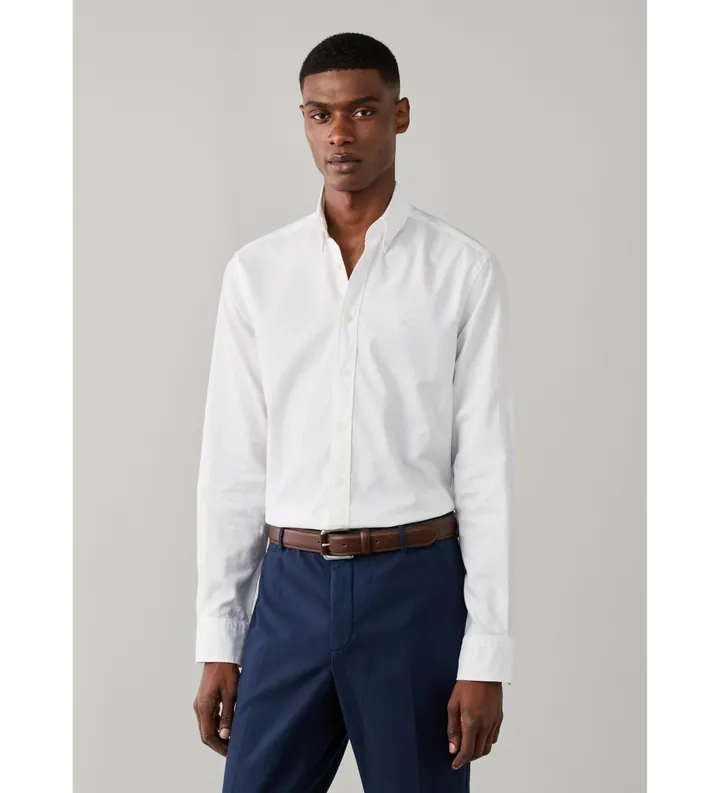 Hackett London para hombre. HM3010835 Camisa Essential Dyed blanco (L), Casual, Algodón, Manga larga