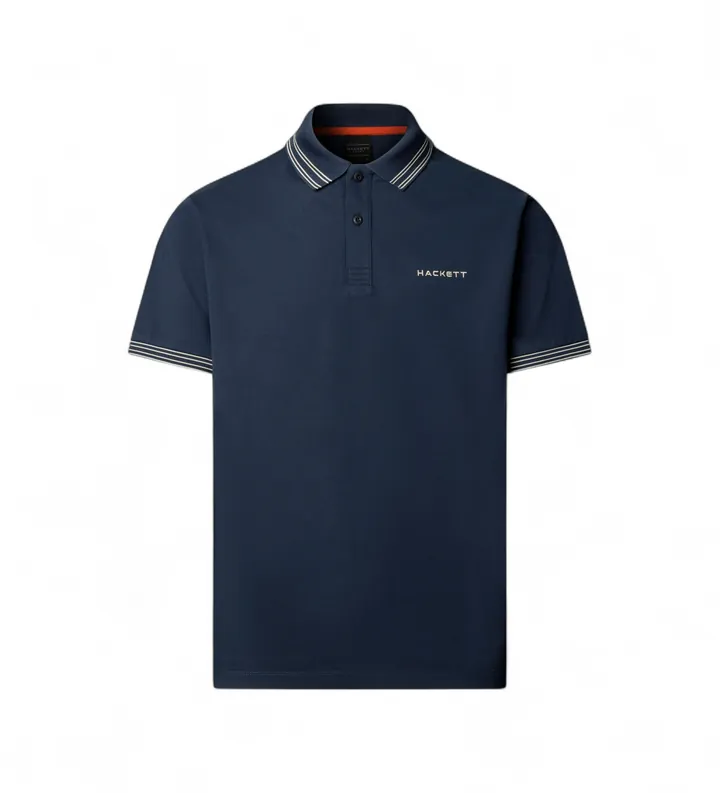Hackett London para hombre. HM5600231 Polo Micro Tip marino (L), Casual, Algodón, Manga corta