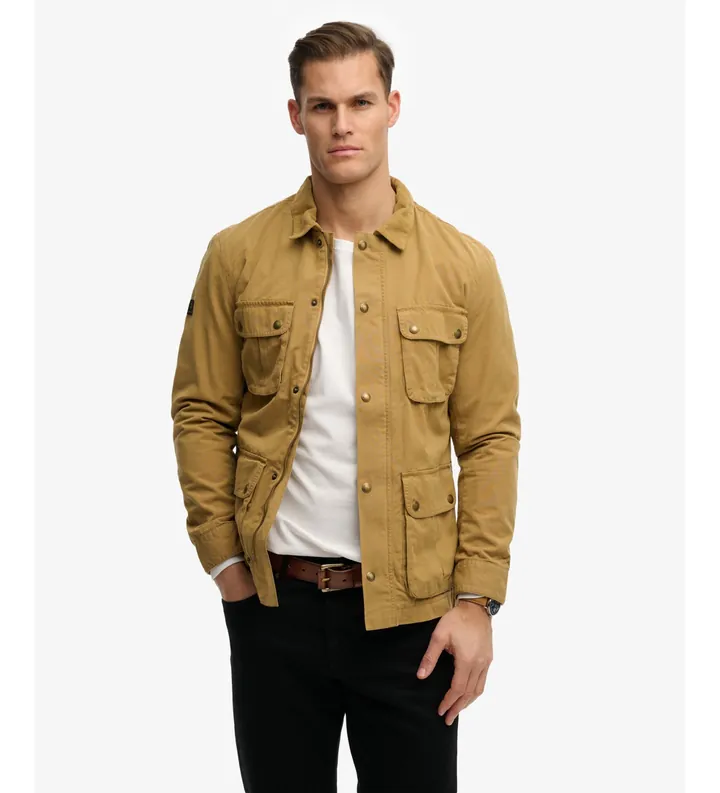 Superdry para hombre. M5012347A Chaqueta Cotton Burford marrón (L), Casual, Algodón