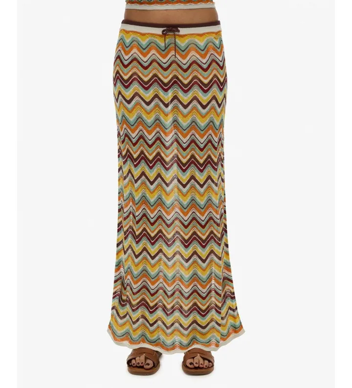 Superdry para mujer. W7210382A Falda Zigzag Column multicolor (L), Casual, Viscosa