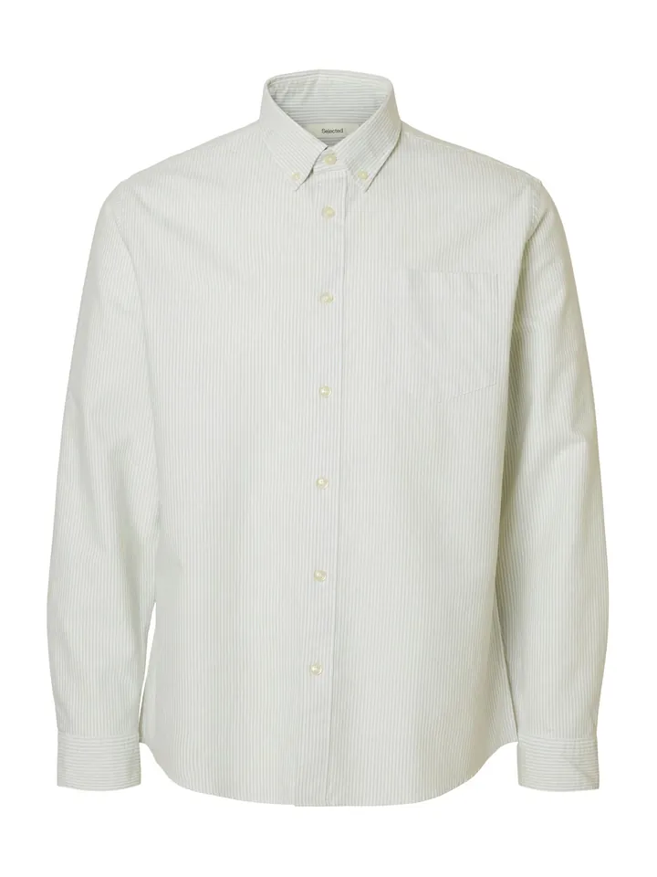 SELECTED Camisa 'SLHRick' beige / blanco