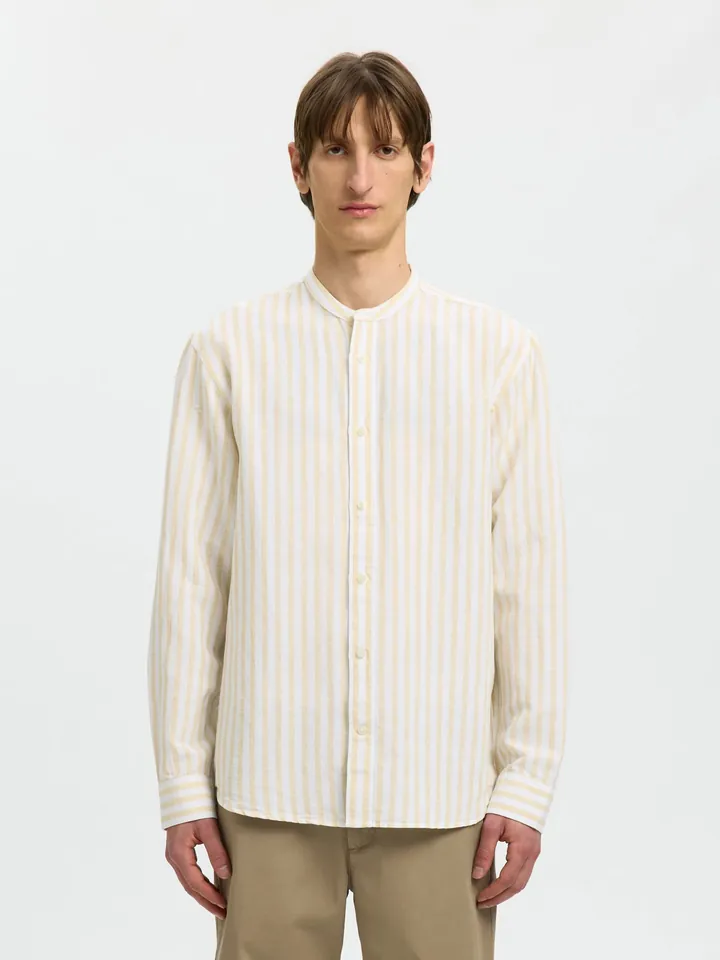 SELECTED Camisa 'SLHClay' amarillo claro / blanco