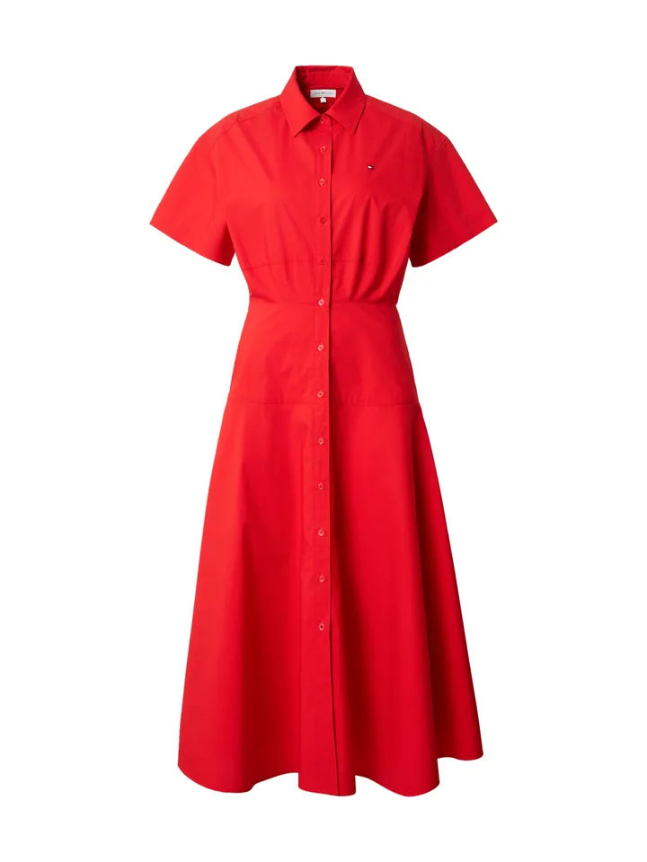 TOMMY HILFIGER Vestido camisero 'Fit And Flare Midi' rojo neón