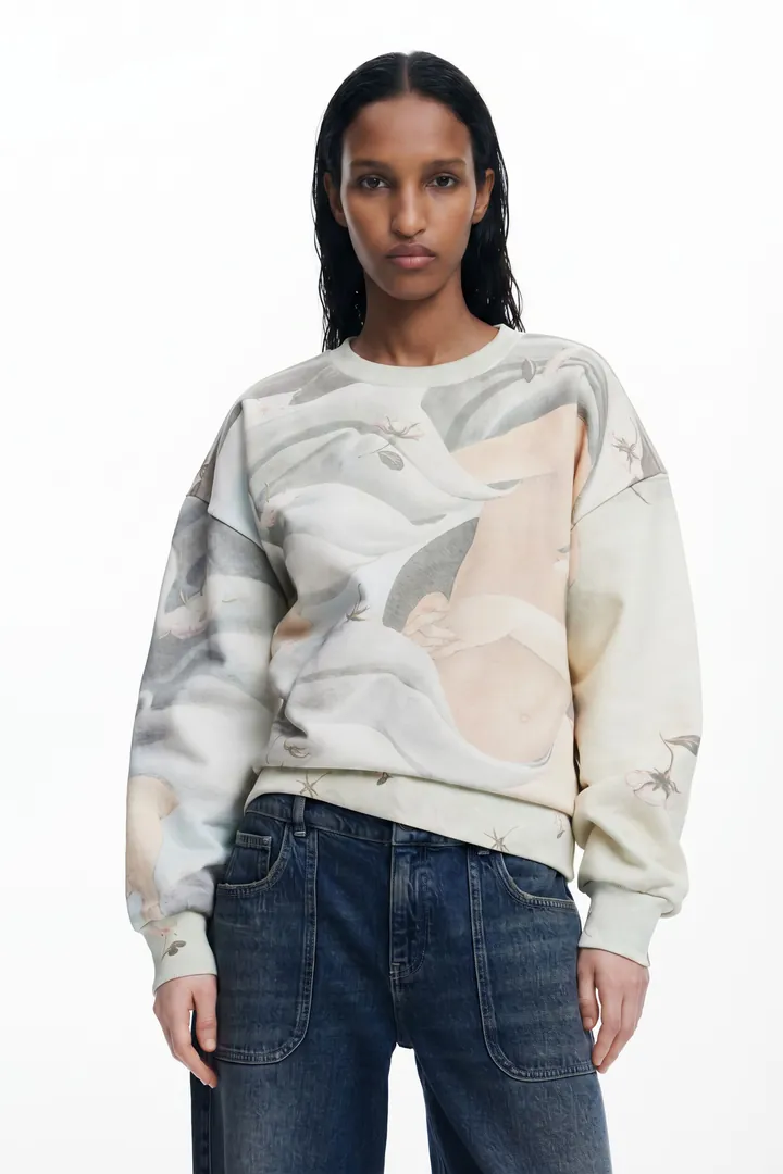 Desigual, Sudadera estampado Arty, Blanco, L