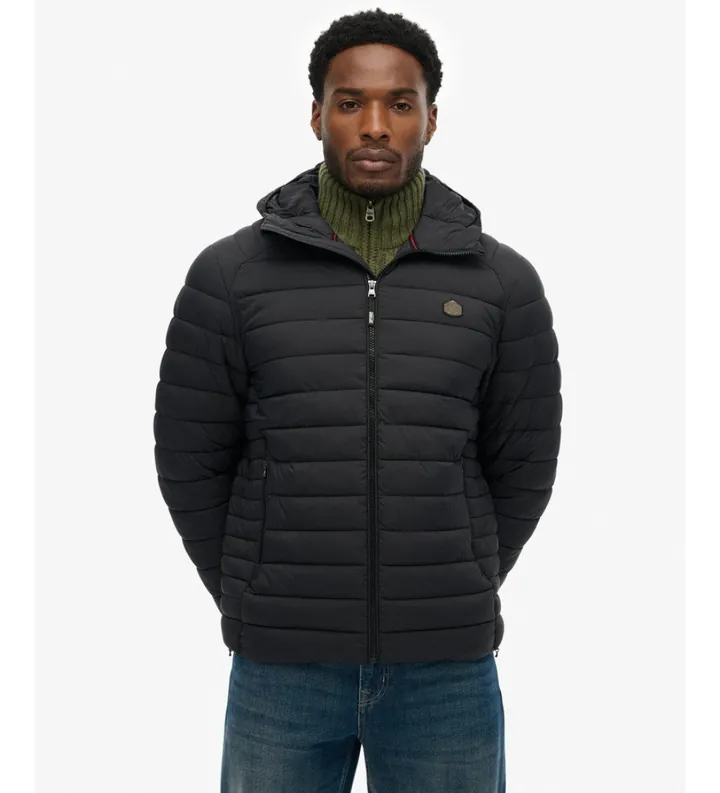 Superdry para hombre. M5012339A Chaqueta acolchada Hooded Fuji Lite negro (3XL), Casual, Nylon reciclado