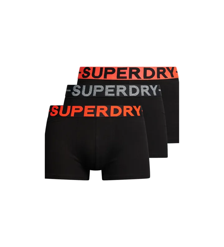 Superdry para hombre. M3110450A Pack de tres calzoncillos de corte clásico de algodón orgánico negro (L), Homewear