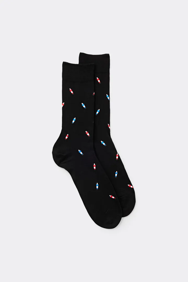 Intimissimi Calcetín Corto de Algodón Estampado Hombre Negro Tamaño 40-41