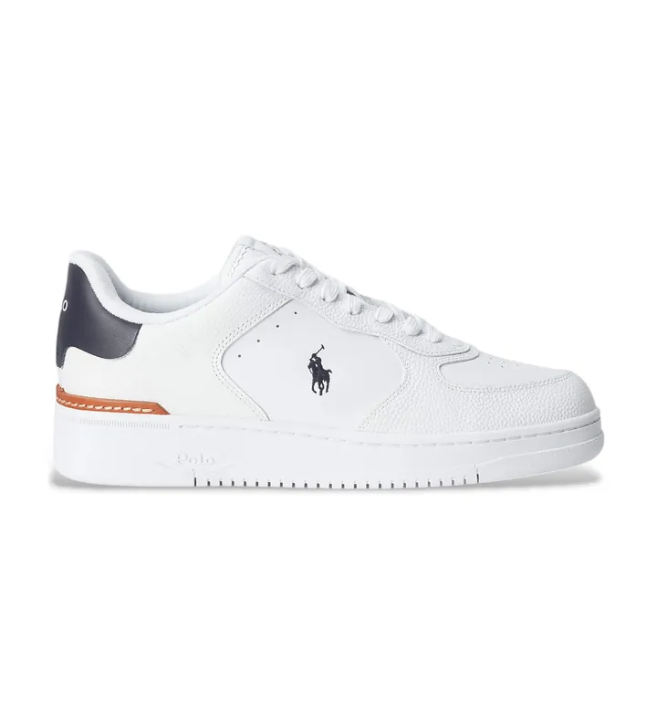 Polo Ralph Lauren para hombre. 809891791004 Zapatillas de piel logotipo blanco (38), Plano, Cordones, Casual