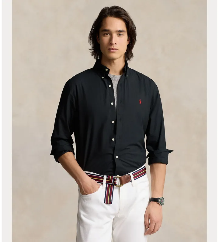 Polo Ralph Lauren para hombre. 710928255006 Camisa Custom Fit negro (L), Casual, Fiesta, Algodón, Clásico, Manga larga