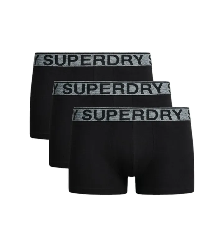 Superdry para hombre. M3110450A Set 3 Bóxers Lisos negro (S), Homewear, Algodón