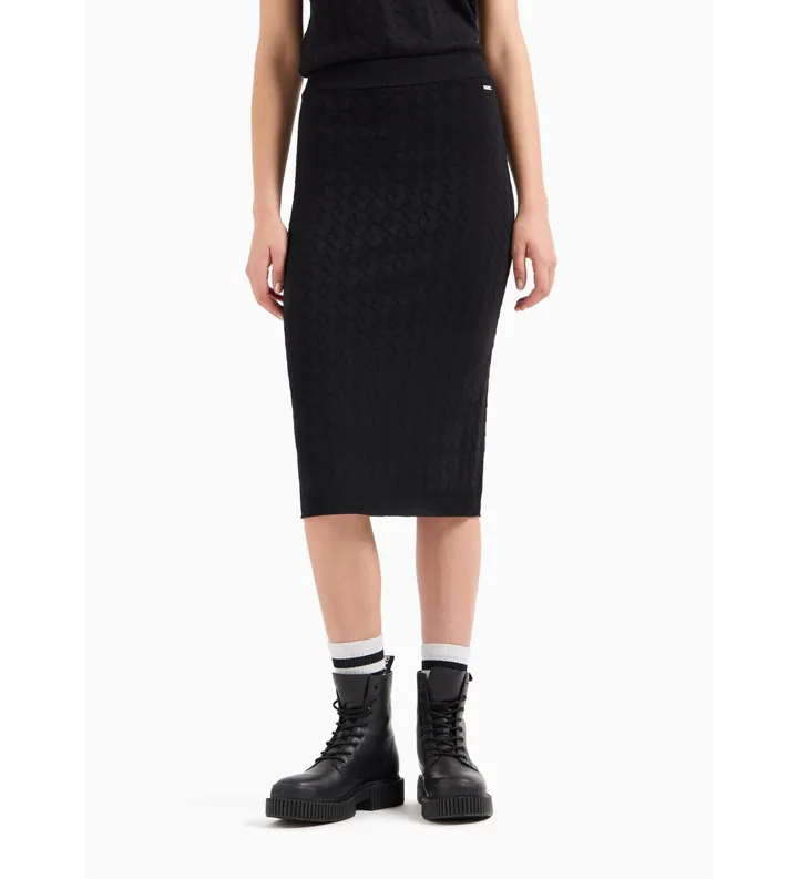 A|X Armani Exchange para mujer. 8NYN9AYMH6Z1200 Falda midi negro (L), Casual, Viscosa
