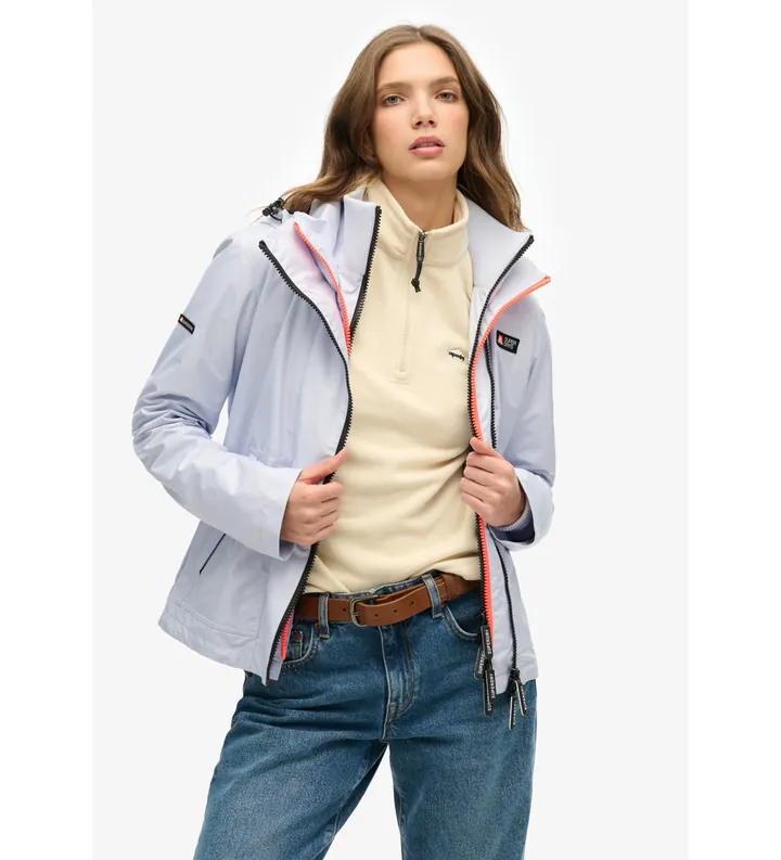 Superdry para mujer. W5011850A Chaqueta cortavientos con capucha Mountain lila (M), Casual, Poliéster Reciclado, Sostenible