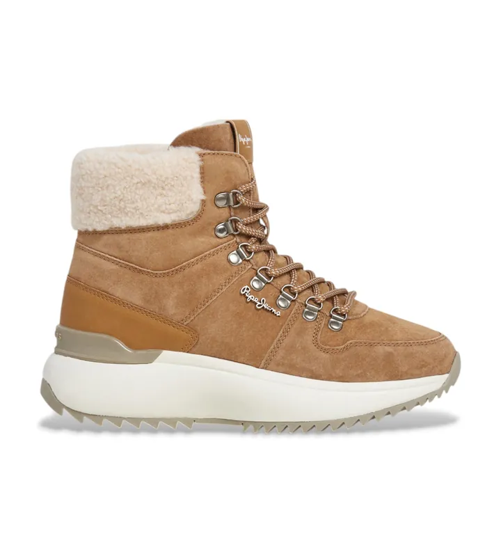 Pepe Jeans para mujer. PLS600023 Botines de Piel Kimi Desert marrón (40), 3 a 5cm, Cordones, Casual