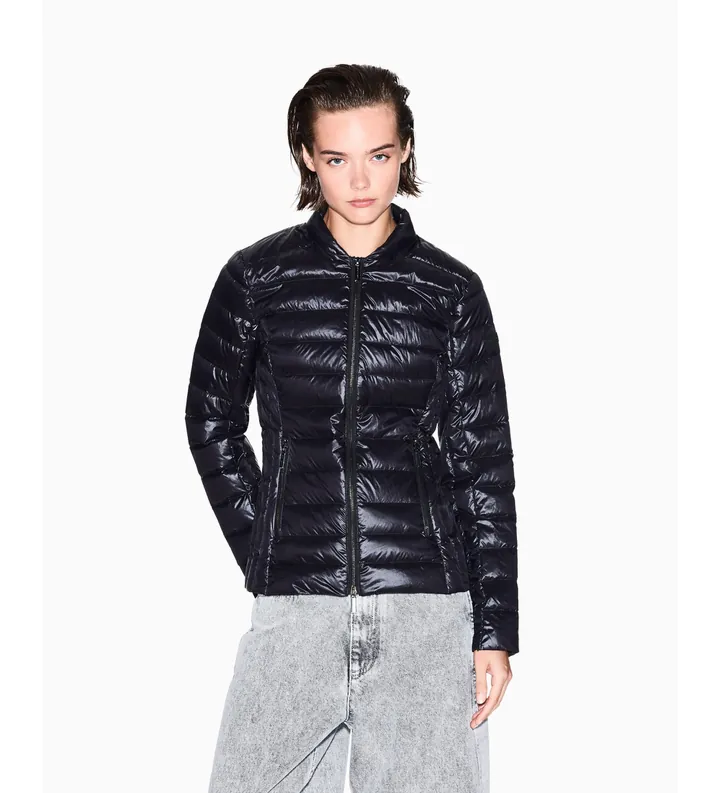 A|X Armani Exchange para mujer. XW001920AF18757UC001 Chaqueta Brillante negro (L), Casual, Poliamida