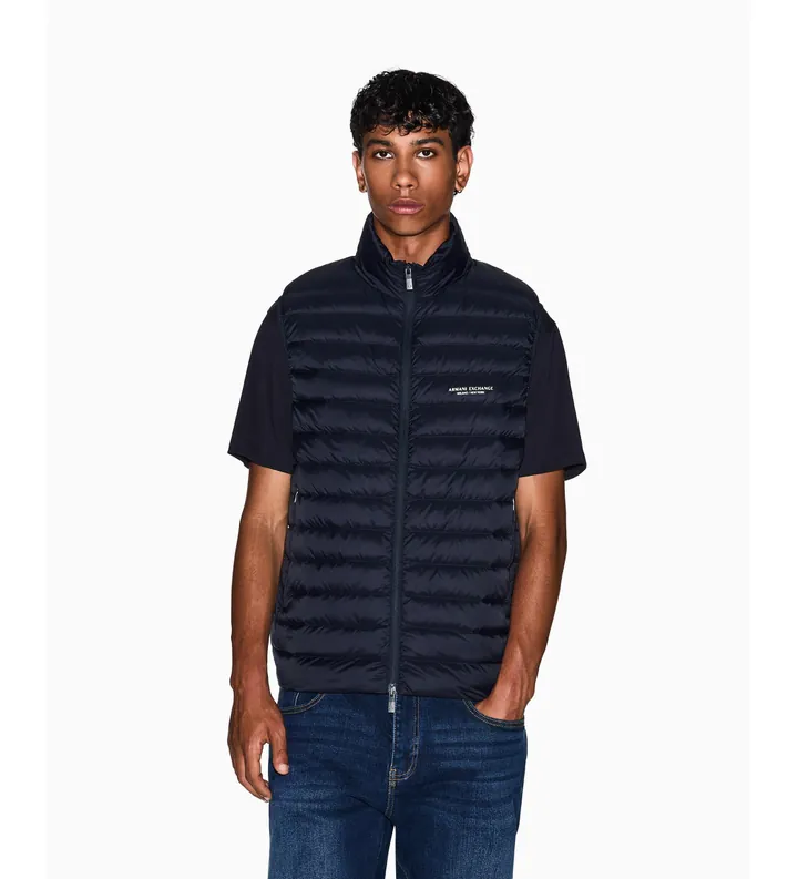 A|X Armani Exchange para hombre. XM001576AF16927UB101 Chaleco Down Waistcoat marino (L), Casual, Poliamida