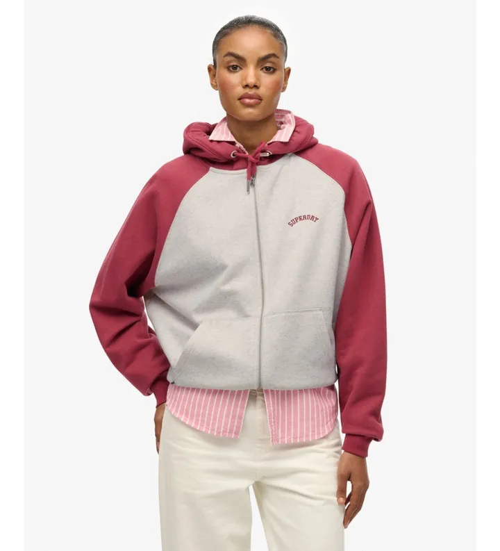 Superdry para mujer. W2012476A Sudadera Essential Logo OSZ Raglan rojo (L), Casual, Algodón