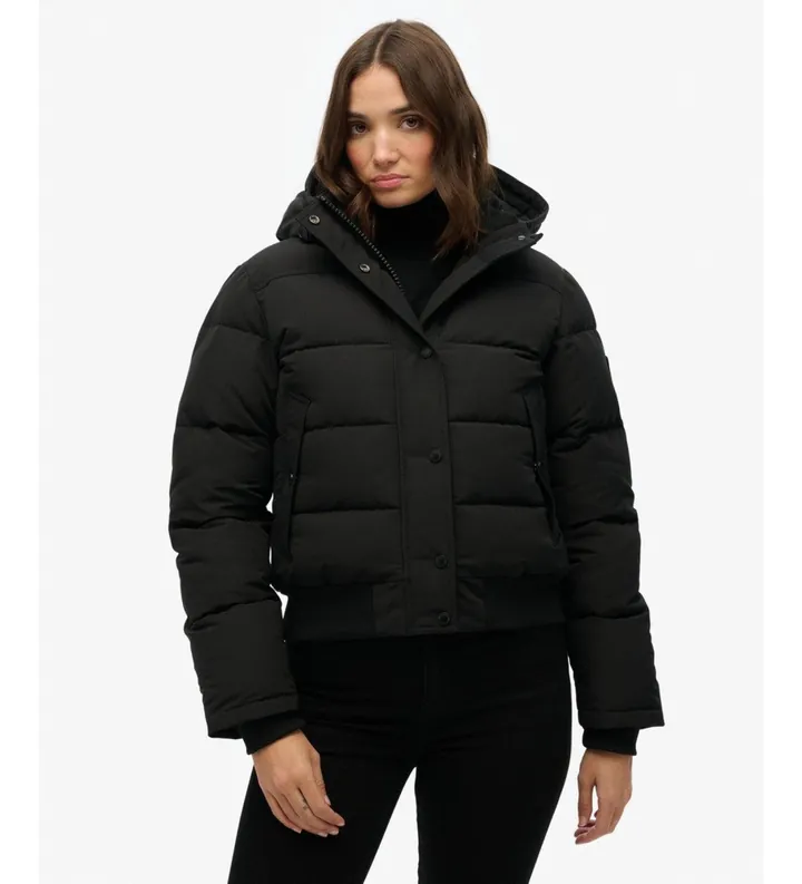 Superdry para mujer. W5011993A Chaqueta Everest Bomber negro (L), Casual, Poliéster