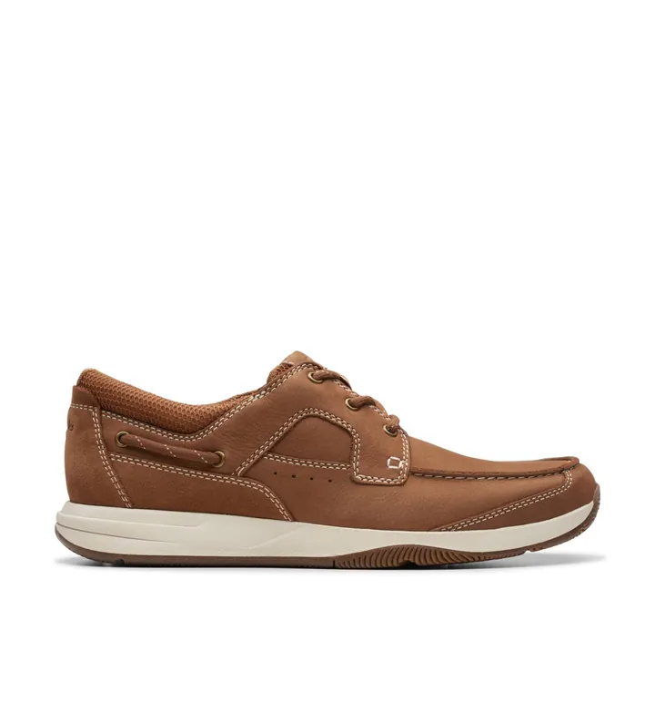 Clarks para hombre. 26176971 Náuticos de piel Sailview Lace (41), Plano, Cordones, Casual