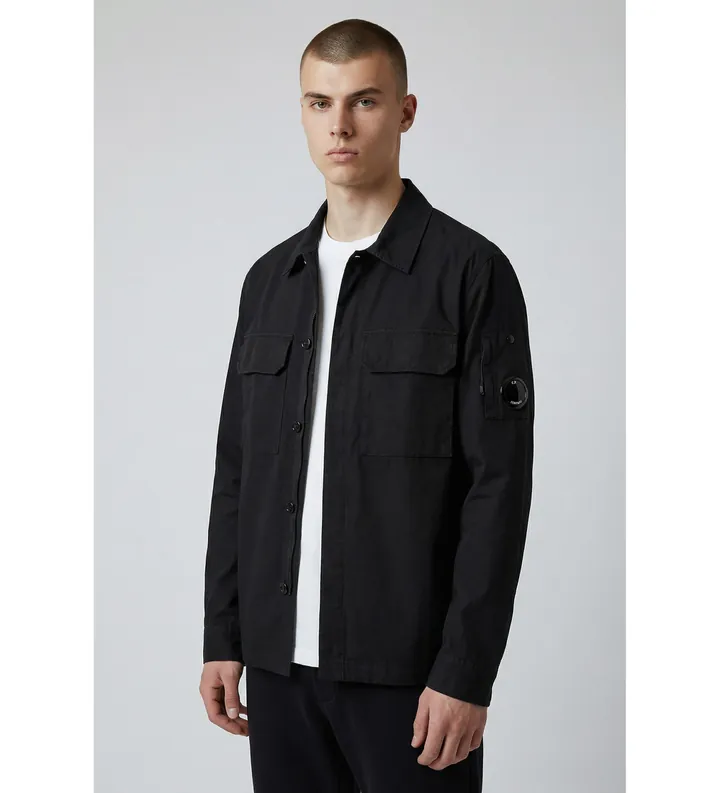 C.P. Company para hombre. 20CMOS156A110143G Sobrecamisa Overshirt negro (M), Casual, Algodón