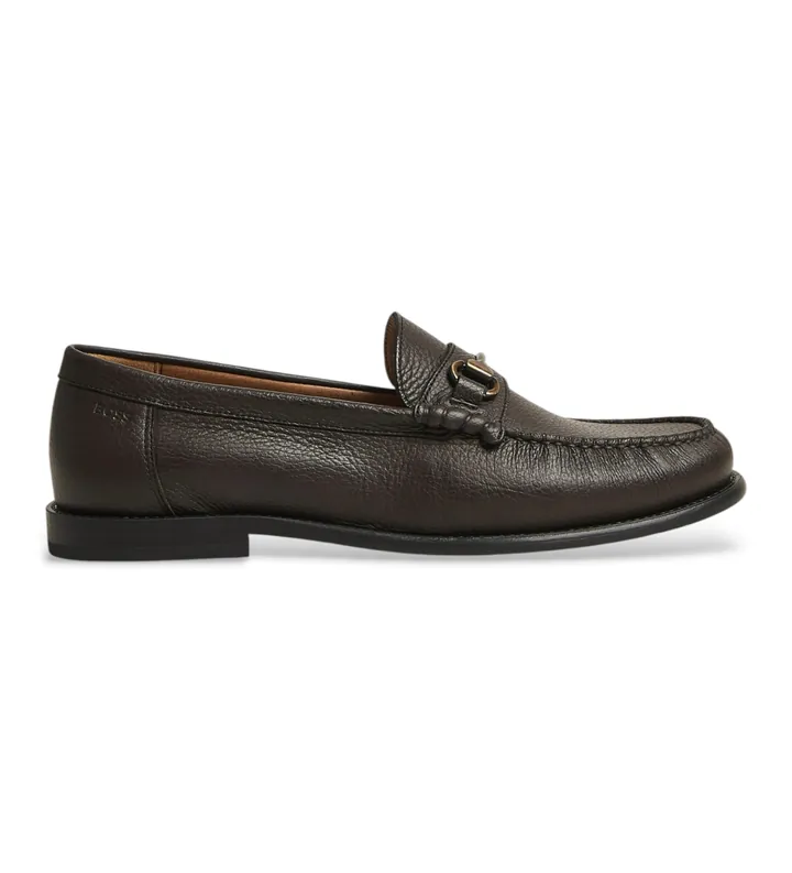 BOSS para hombre. 50563152 Mocasines de piel Tevan marrón (43), Plano, Ninguno, Casual