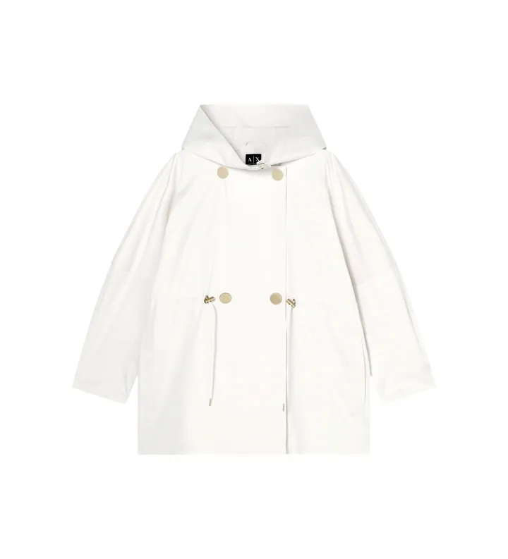 A|X Armani Exchange para mujer. XW001931AF21525U1003 Abrigo Satinado blanco (L), Casual, Algodón