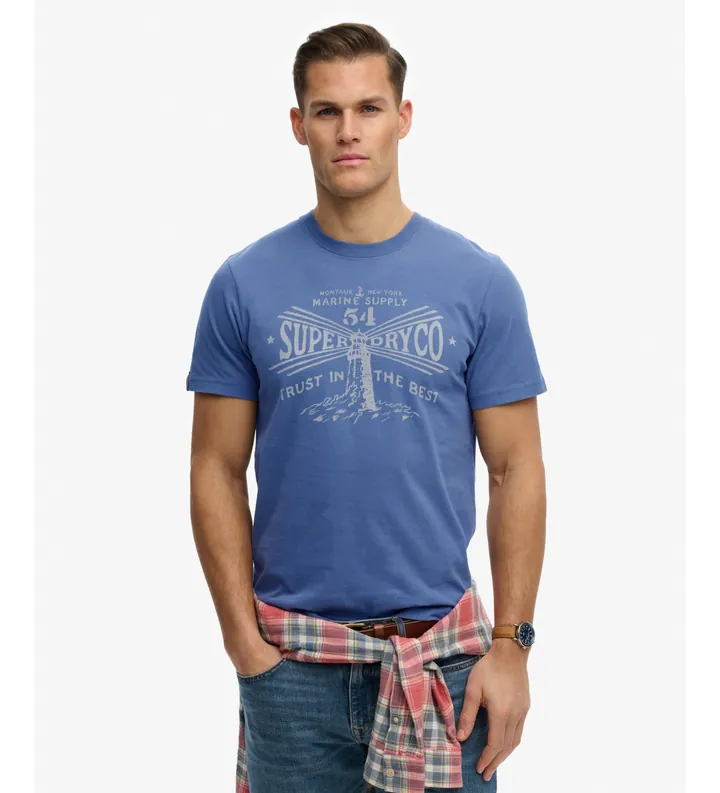 Superdry para hombre. M1012353A Camiseta Lo-fi Dockside marino (3XL), Casual, Algodón, Manga corta