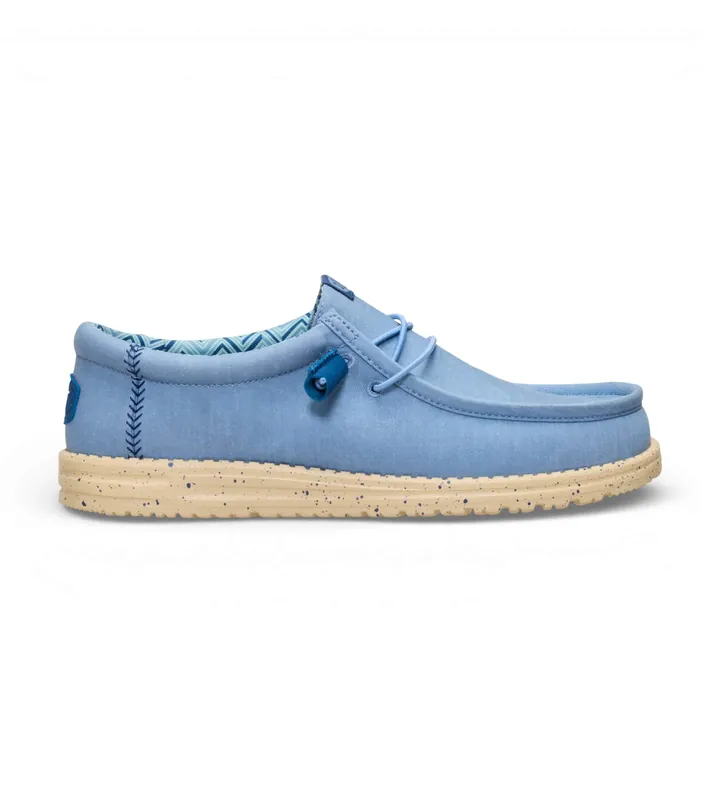 HeyDude para hombre. HD40700 Zapatillas Wally Stretch Canvas azul (40), Tela, Plano, Cordones, Casual