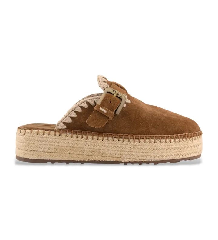 Mou para mujer. MU.SW641000A Zuecos de ante Jute clog plain marrón (36), 3 a 5cm, Ninguno, Casual