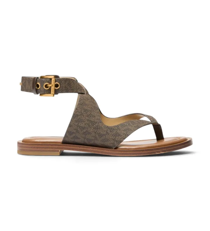 Michael Kors para mujer. 40T6IRFS1B Sandalia plana Irene marrón (36), Plano, Hebilla, Casual