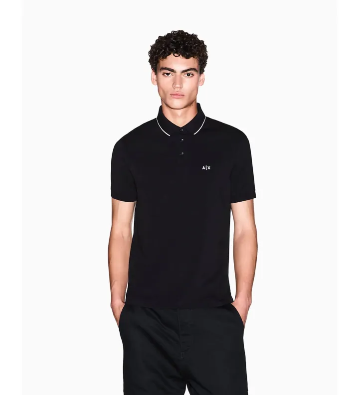 A|X Armani Exchange para hombre. XM001289AF10363UC001 Polo Entallado negro (XS), Casual, Algodón, Manga corta