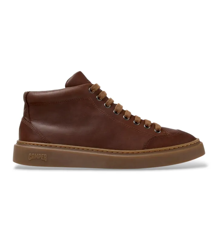 Camper para hombre. K300554-002 Zapatillas botín de piel Peu Touring marrón (39), Plano, Ninguno, Casual