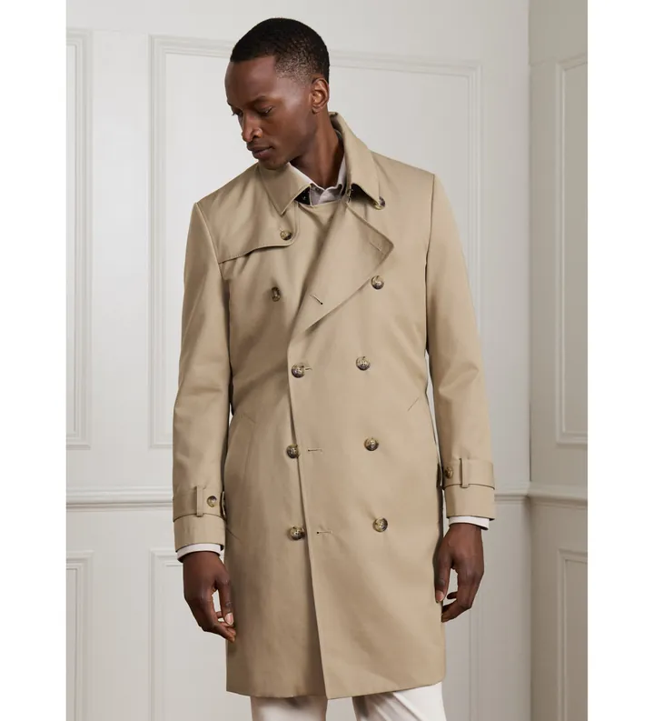 Hackett London para hombre. HM4000171 Gabardina Sr Trench beige (L), Casual, Poliéster