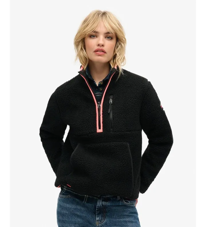 Superdry para mujer. W2012341A Sudadera con media cremallera Outdoor Half negro (M), Casual, Poliéster