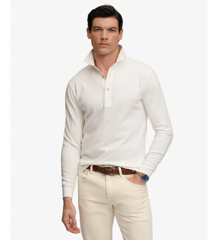 Superdry para hombre. M6010958A Polo rugby Classic Rugby blanco (L), Casual, Algodón, Manga corta