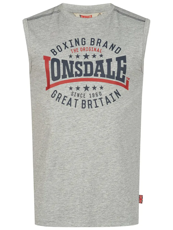 LONSDALE Camiseta navy / gris moteado / rojo
