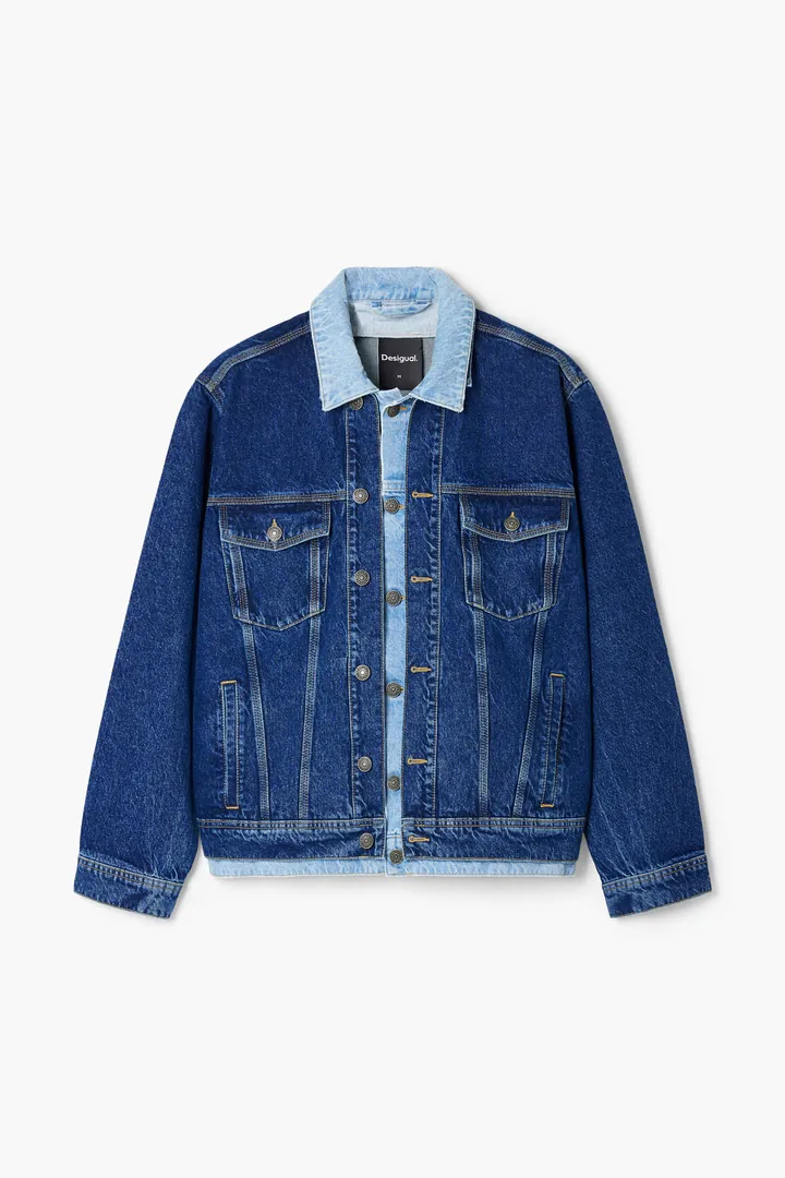 Desigual, Chaqueta denim patchwork, Algodon, Azul, L