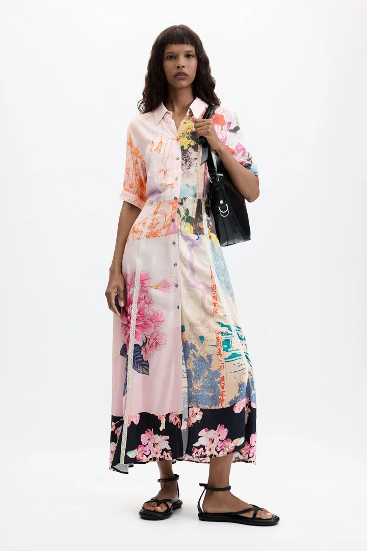 Desigual, Vestido Largo Estampado, Mujer, Viscosa, Rojo, L