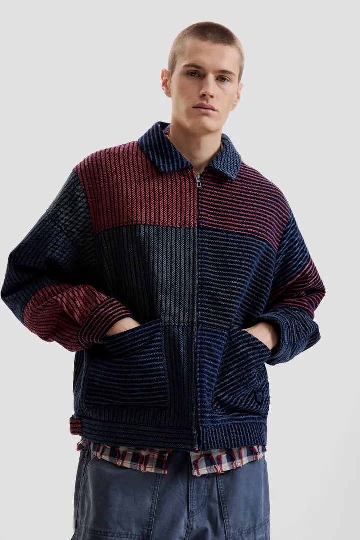 Desigual, Abrigo chenilla bloques, Hombre, Poliester, Rojo, L