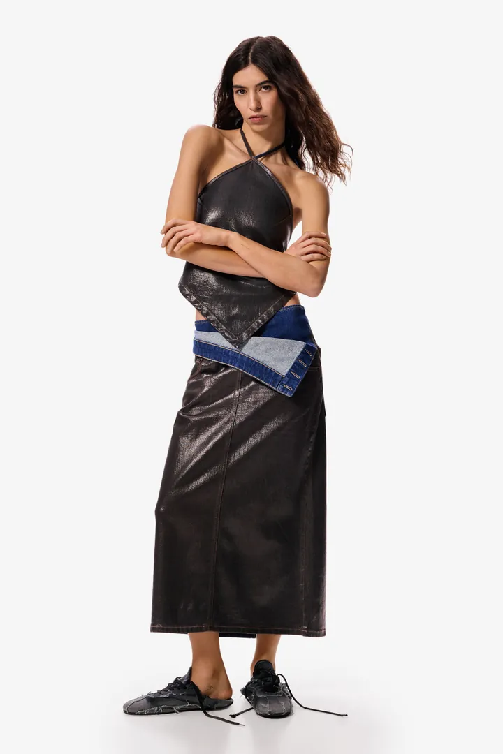 Desigual, Falda  midi Masha Popova, Mujer, Algodon, Azul, L